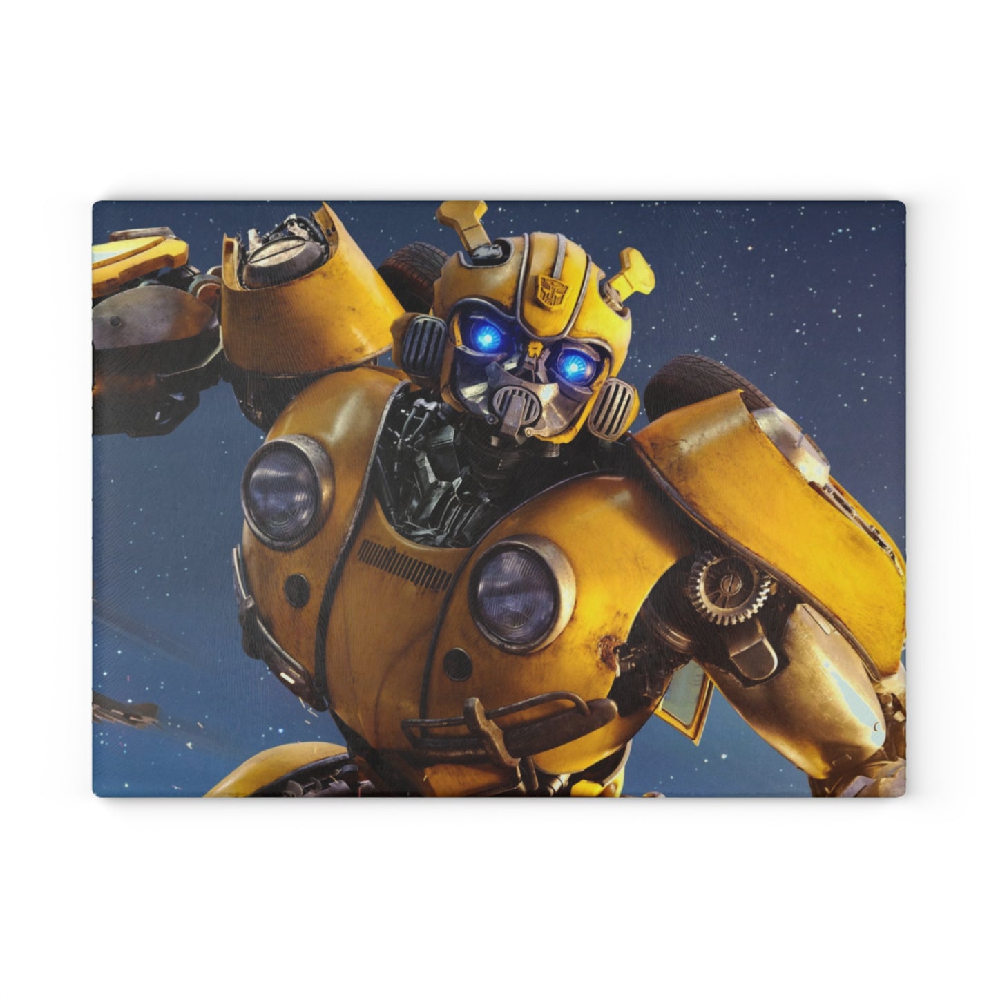 Bumblebee Transformer Glass Cutting Board – Sci‑Fi Kitchen Decor & Chopping Board