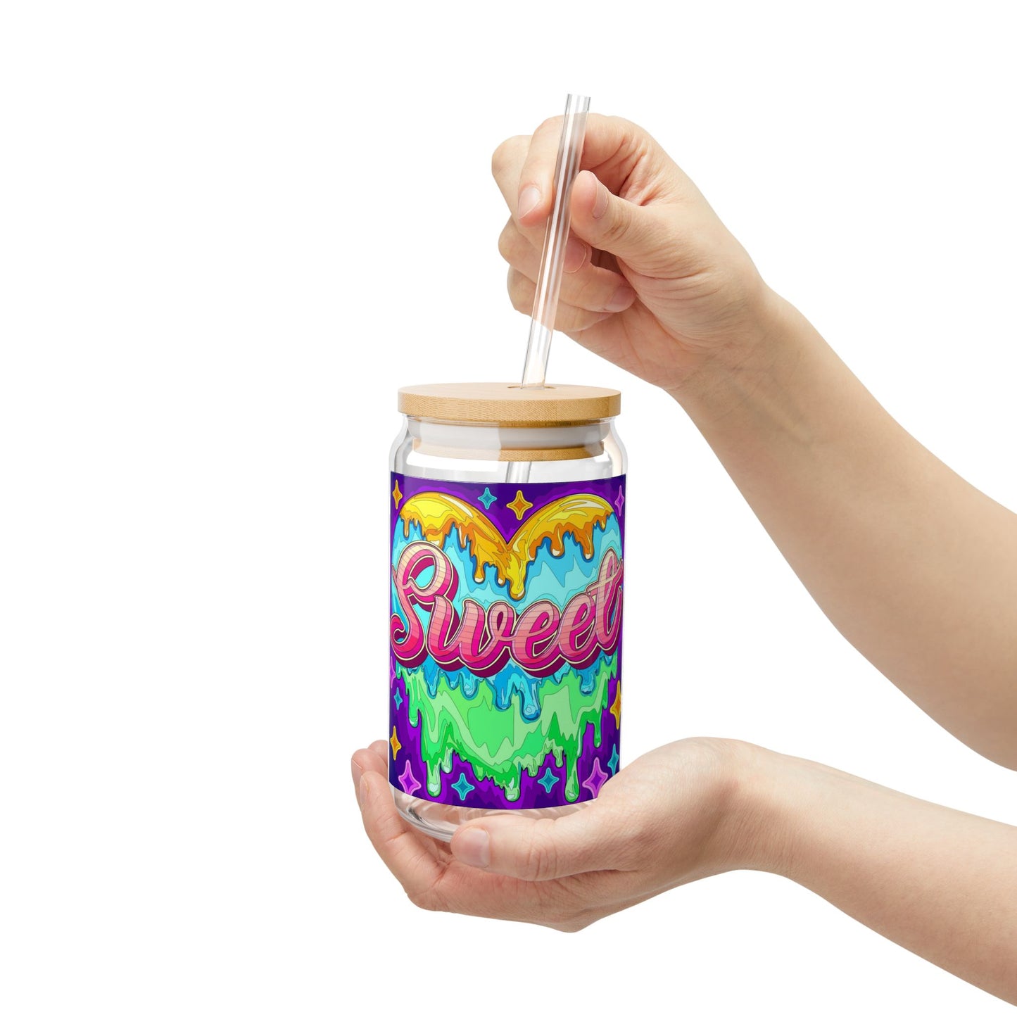 Sweet Drip Acrylic Sipper Cup — 16 oz Colorful Candy Design with Straw